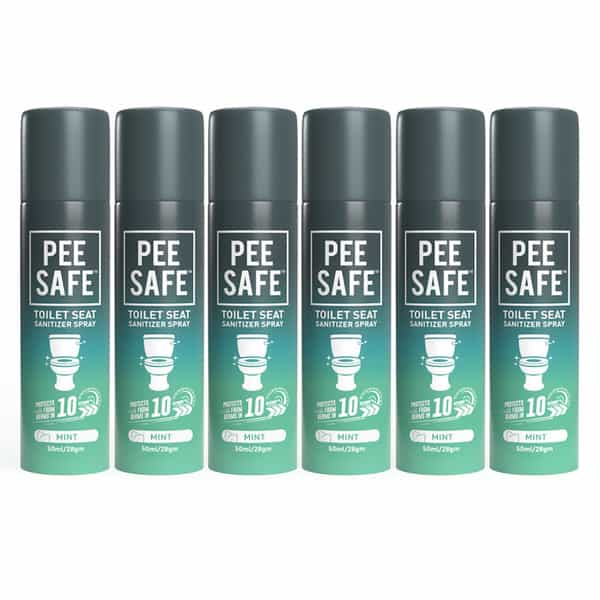 Pee Safe Toilet Seat Sanitizer Spray (50Ml - Pack Of 6) - Mint|Kills 99.9% Germs & Travel Friendly