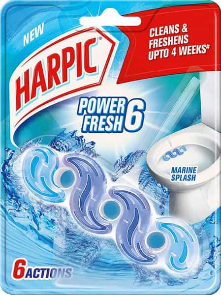 Harpic Power Fresh 6 Toilet Cleaner Rim Block Marine Splash - 35 G