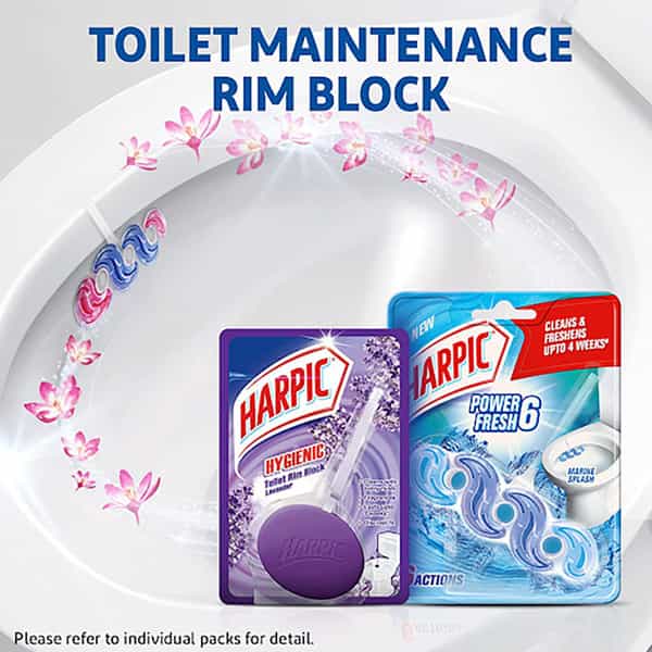 Harpic Power Fresh 6 Toilet Cleaner Rim Block Marine Splash - 35 G