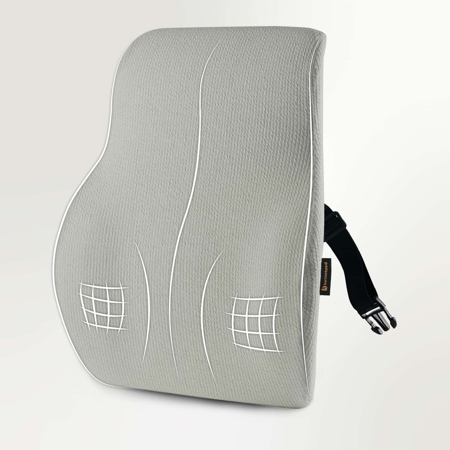 Betterhood Grey Memory Foam Ergonomic Lumbar Support Backrest Cushion For Chair