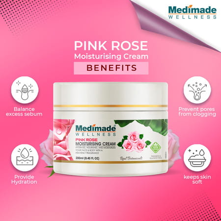 Medimade Pink Rose Moisturising Cream - 200 Ml X 2 ( Pack Of 2 )