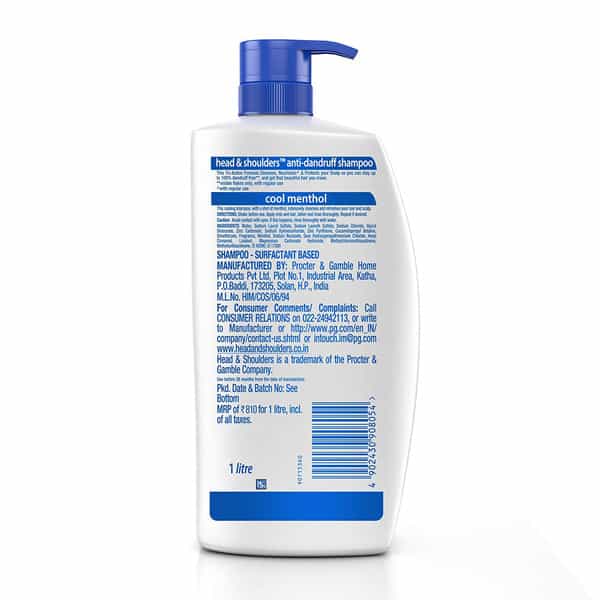 Head & Shoulders Cool Menthol Anti Dandruff Shampoo For Women & Men | 1L