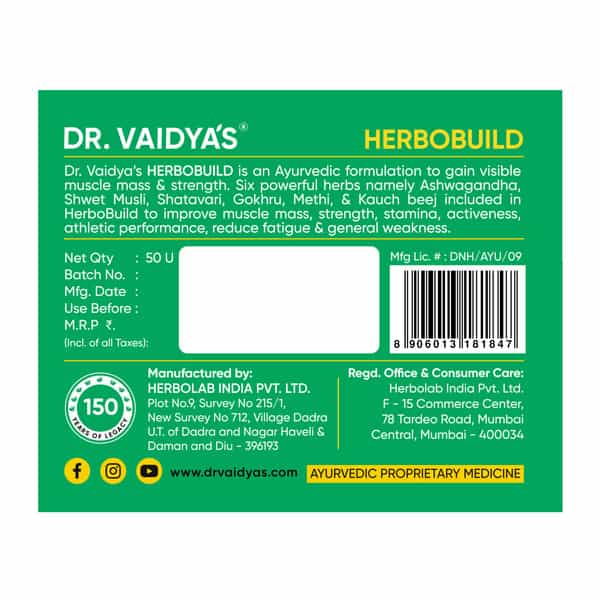 Dr. Vaidya's Herbobuild 50 Capsules Each - Pack Of 2