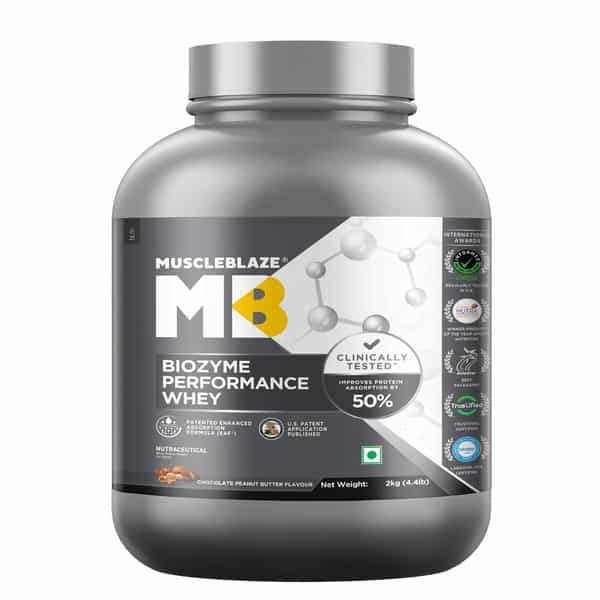 Muscleblaze Biozyme Performance Whey Protein Powder | Chocolate Peanut Butter (2Kg) | 25G Protein