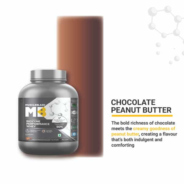 Muscleblaze Biozyme Performance Whey Protein Powder | Chocolate Peanut Butter (2Kg) | 25G Protein