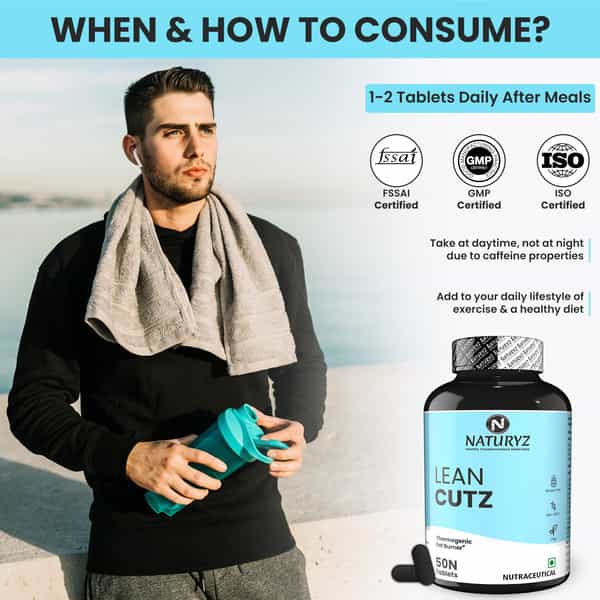 Naturyz Lean Cutz Thermogenic Fat Burner With Carnitine & 7 Extracts For Men & Women (50 Tablets)