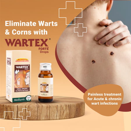 Medisynth Wartex Forte Oral Drops | Effective Homeopathic For Warts & Corns | B.no. 221 | 30Ml X2