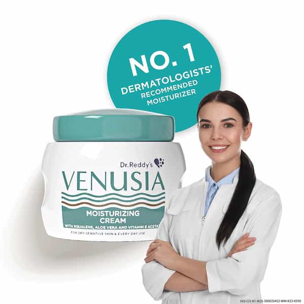 Venusia Moisturizing Cream | For Dry Sensitive Skin | Squat Jar | 100 Gm