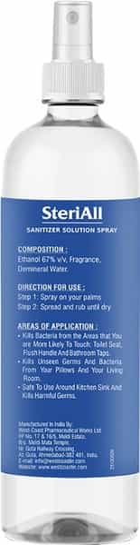 Steriall Alcohol Based Hand Sanitizer Solution Spray For Office And Home- 500Ml