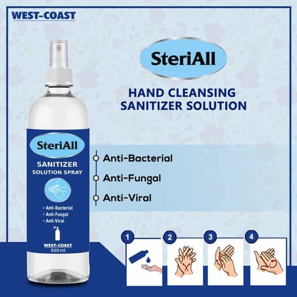 Steriall Alcohol Based Hand Sanitizer Solution Spray For Office And Home- 500Ml