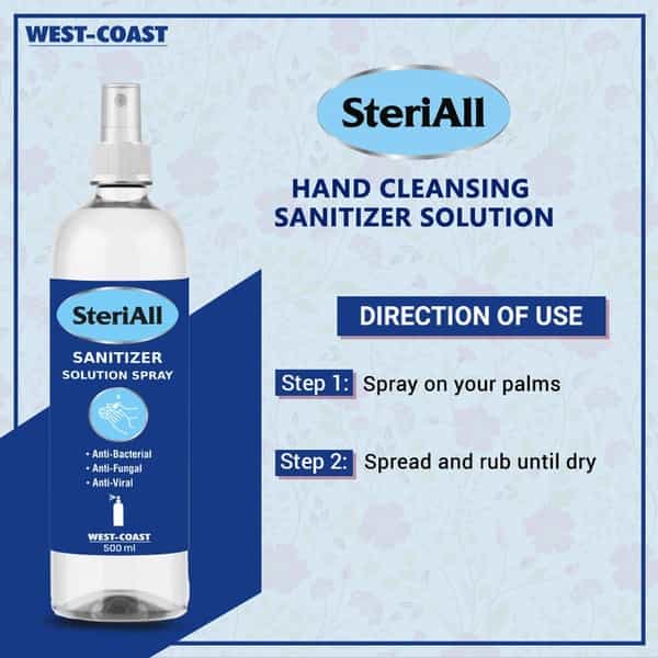 Steriall Alcohol Based Hand Sanitizer Solution Spray For Office And Home- 500Ml