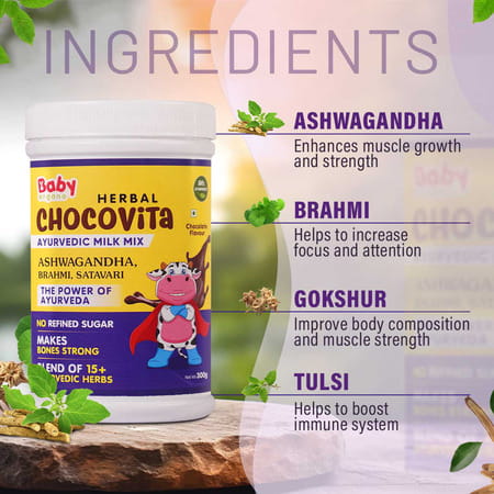 Babyorgano Herbal Chocovita 100% Ayurvedic Health & Nutritional Chocolate Flavor Drink For Kids 300g