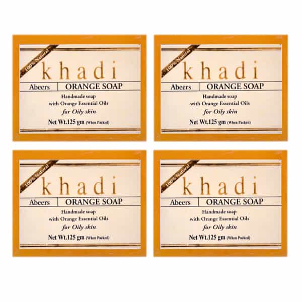 Khadi Abeers Herbal Handmade Orange Soap With Essential Oils | 125Gm (Pack Of 4)