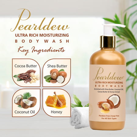 Pearldew Ultra Rich Moisturizing Body Wash 300 Ml | With Shea Butter & Honey (Pack Of 4)