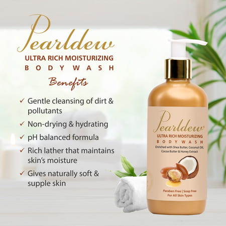 Pearldew Ultra Rich Moisturizing Body Wash 300 Ml | With Shea Butter & Honey (Pack Of 4)