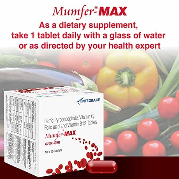 Mumfer Max |60 Tablets|Iron Folic Acid Supplement- Pack Of 4 (4 X 15 Tablets)