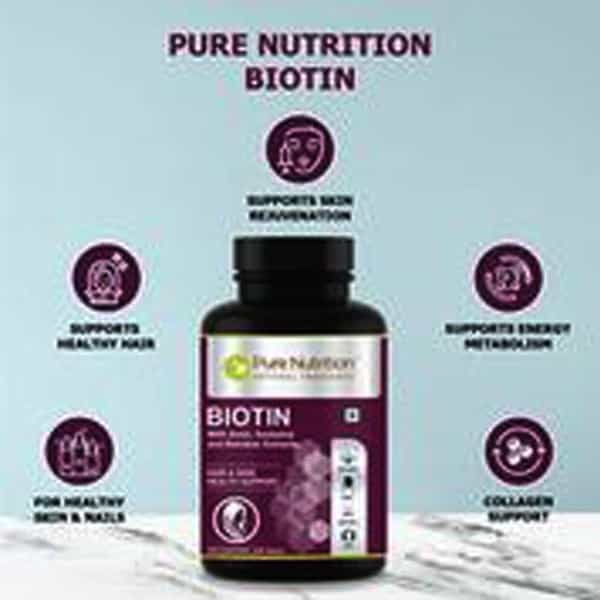 Pure Nutrition Biotin With Amla & Bamboo Extracts - Hair - Skin & Nail Support - 60 Tablets