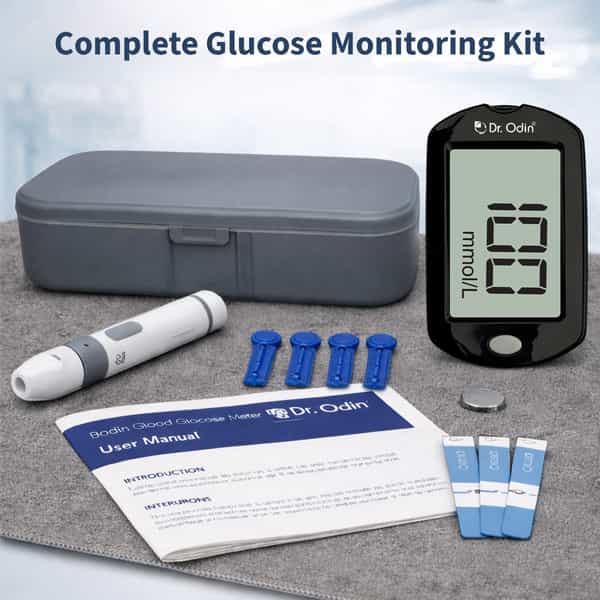 Dr. Odin Blood Glucose Monitoring System Gdh-Fad Monitoring Meter Kit Vial 10 Strip| 10 Lancet White