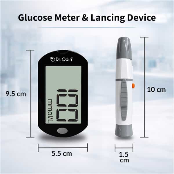 Dr. Odin Blood Glucose Monitoring System Gdh-Fad Monitoring Meter Kit Vial 10 Strip| 10 Lancet White