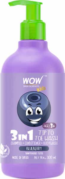 Wow Skin Science Kids 3 In 1 Tip To Toe Wash - 300 Ml Blueberry