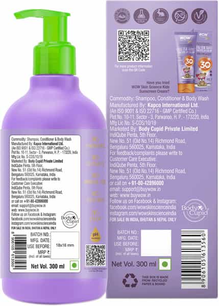 Wow Skin Science Kids 3 In 1 Tip To Toe Wash - 300 Ml Blueberry