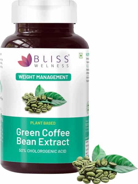 Bliss Welness Green Coffee Bean For Weight Management Appetite Control Supplement - 60 Veg Capsules