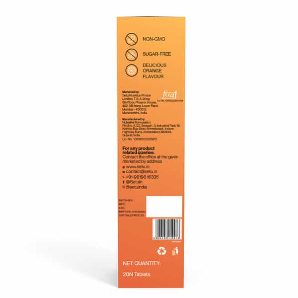 Setu Vitamin C: Fizz - 60 Effervescent Tablets| Orange Flavour