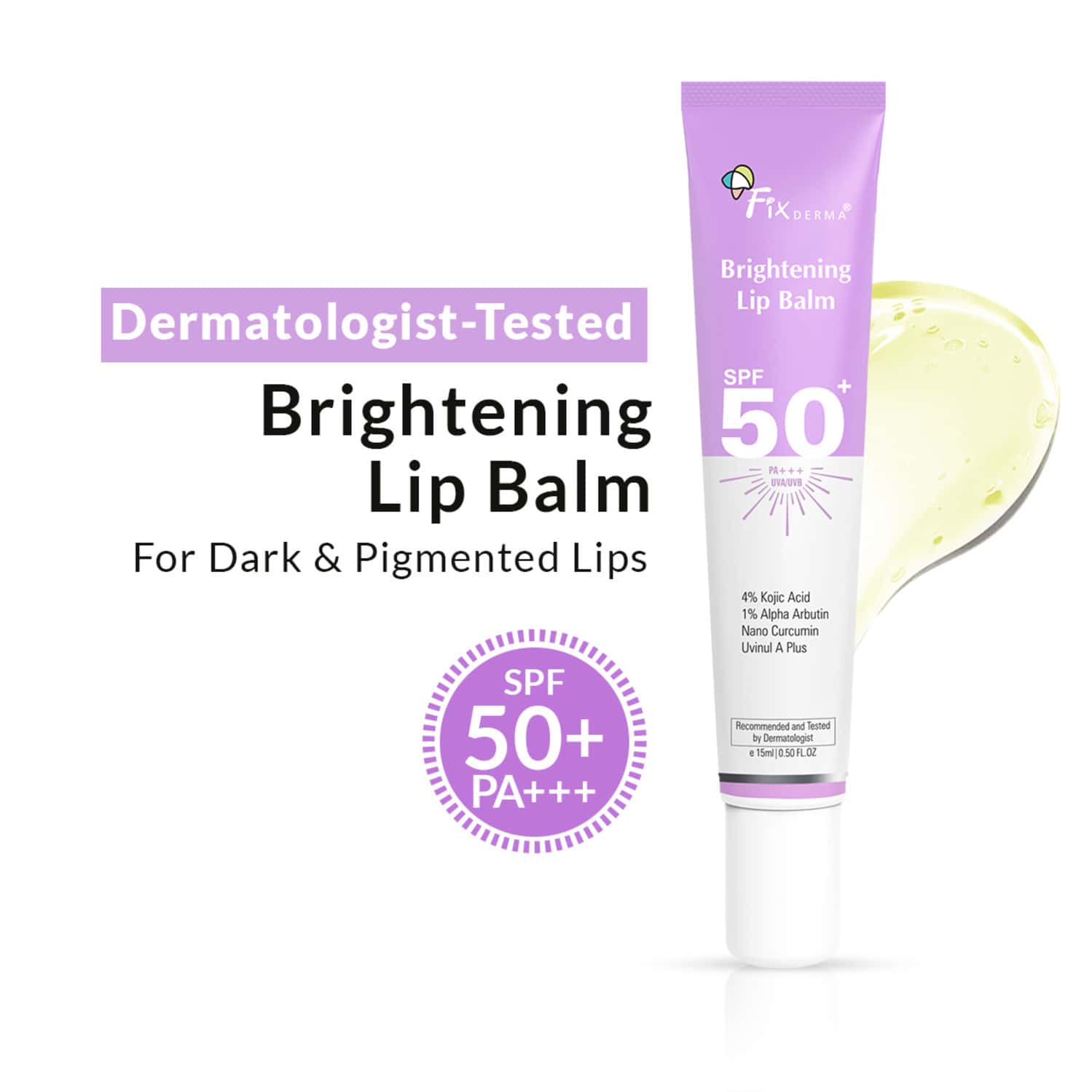 Fixderma Brightening Lip Balm With Spf 50 Pa+++ For Pigmented & Dry Lips For Men & Women 15 Ml