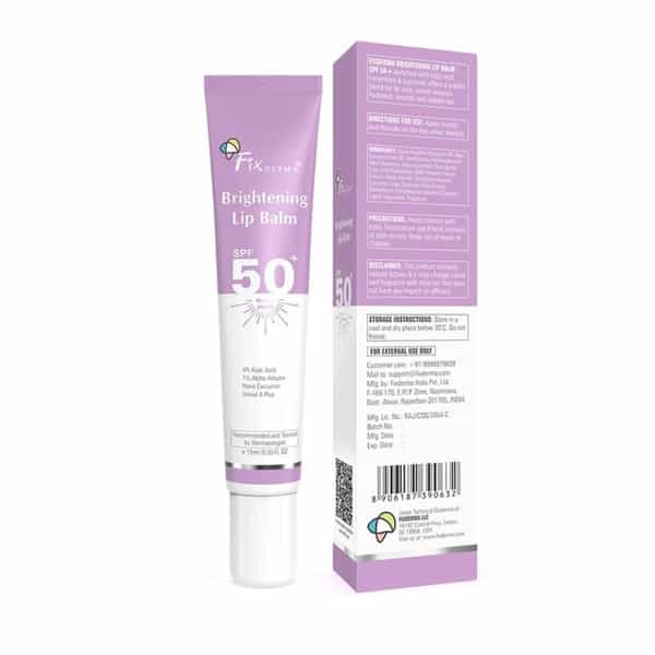 Fixderma Brightening Lip Balm With Spf 50 Pa+++ For Pigmented & Dry Lips For Men & Women 15 Ml