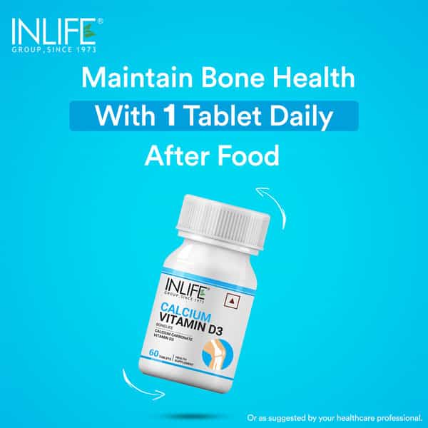 Inlife Calcium 500 Mg Vitamin D3 400 Iu Supplement For Men Women - 60 Tablets