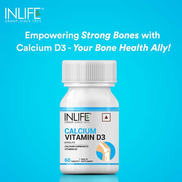 Inlife Calcium 500 Mg Vitamin D3 400 Iu Supplement For Men Women - 60 Tablets