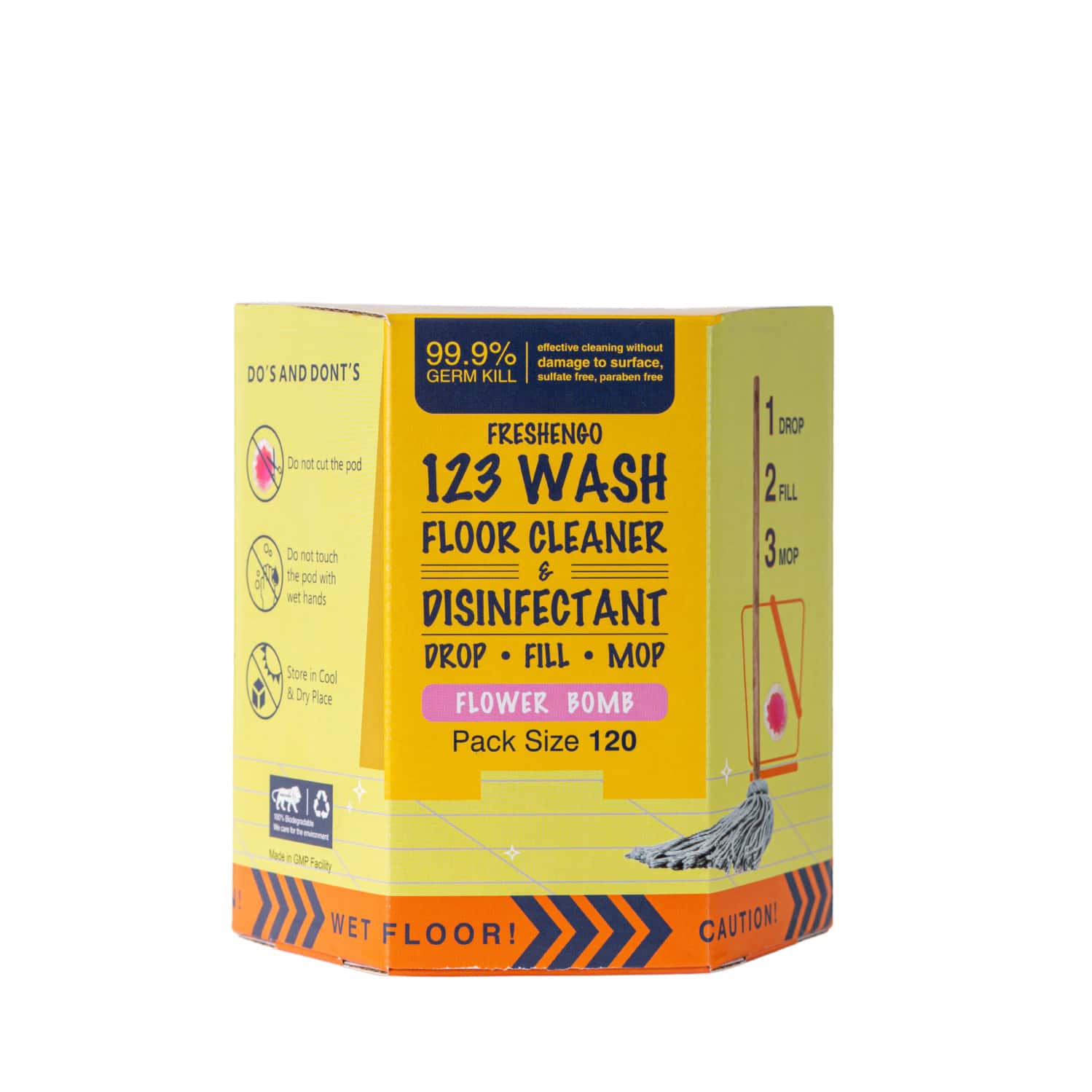 Buy 123WASH FLOOR CLEANER AND DISINFECTANT FLOWER BOMB (60 PODS) Online