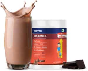 Gritzo Supermilk Growth+ (13+y Boys) | 13g Protein (double Chocolate | 200g) | Zero Refined Sugar