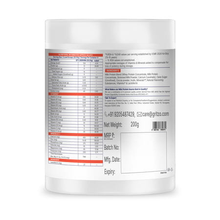 Gritzo Supermilk Growth+(Formerly Height+) (13+Y Boys) | 13G Protein Powder (Double Chocolate 200G)
