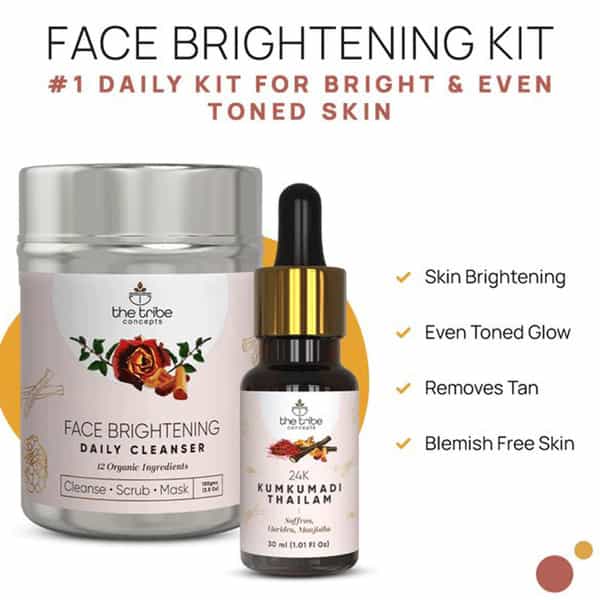 The Tribe Concepts Face Brightening Kit/With Steel Tin 130 Gm