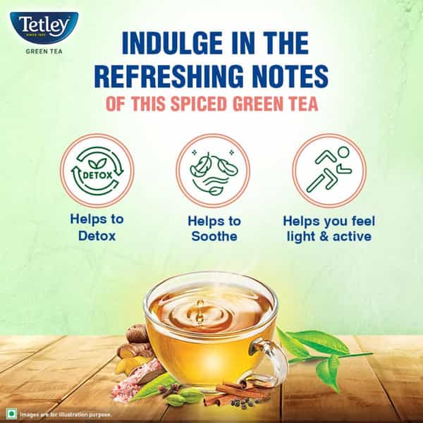Tetley Green Tea Immune Kahwa With Pink Salt| Ginger| Cardamom With Added Vitamin C| 25 Packets