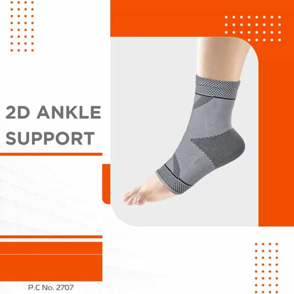 Vissco 2D Ankle Support |Pain Reliever For Strained Or Sprained Ankles - Large (Grey)