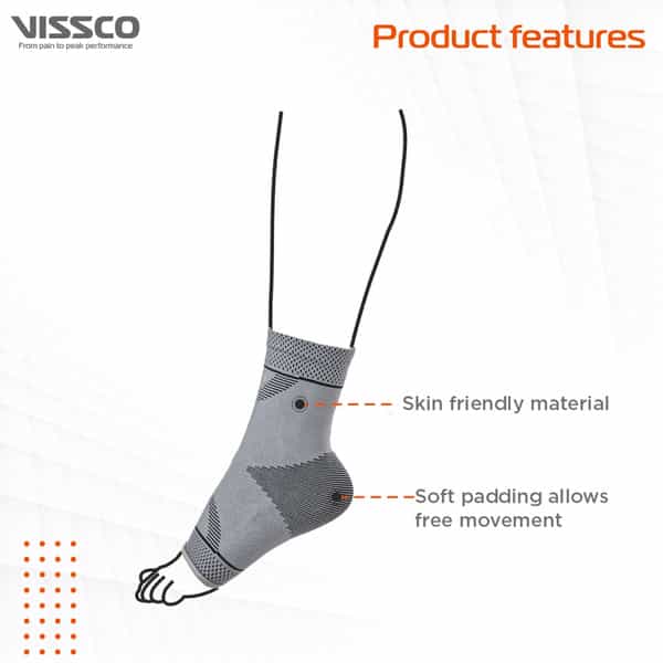 Vissco 2D Ankle Support |Pain Reliever For Strained Or Sprained Ankles - Large (Grey)