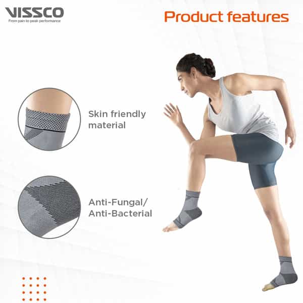 Vissco 2D Ankle Support |Pain Reliever For Strained Or Sprained Ankles - Large (Grey)