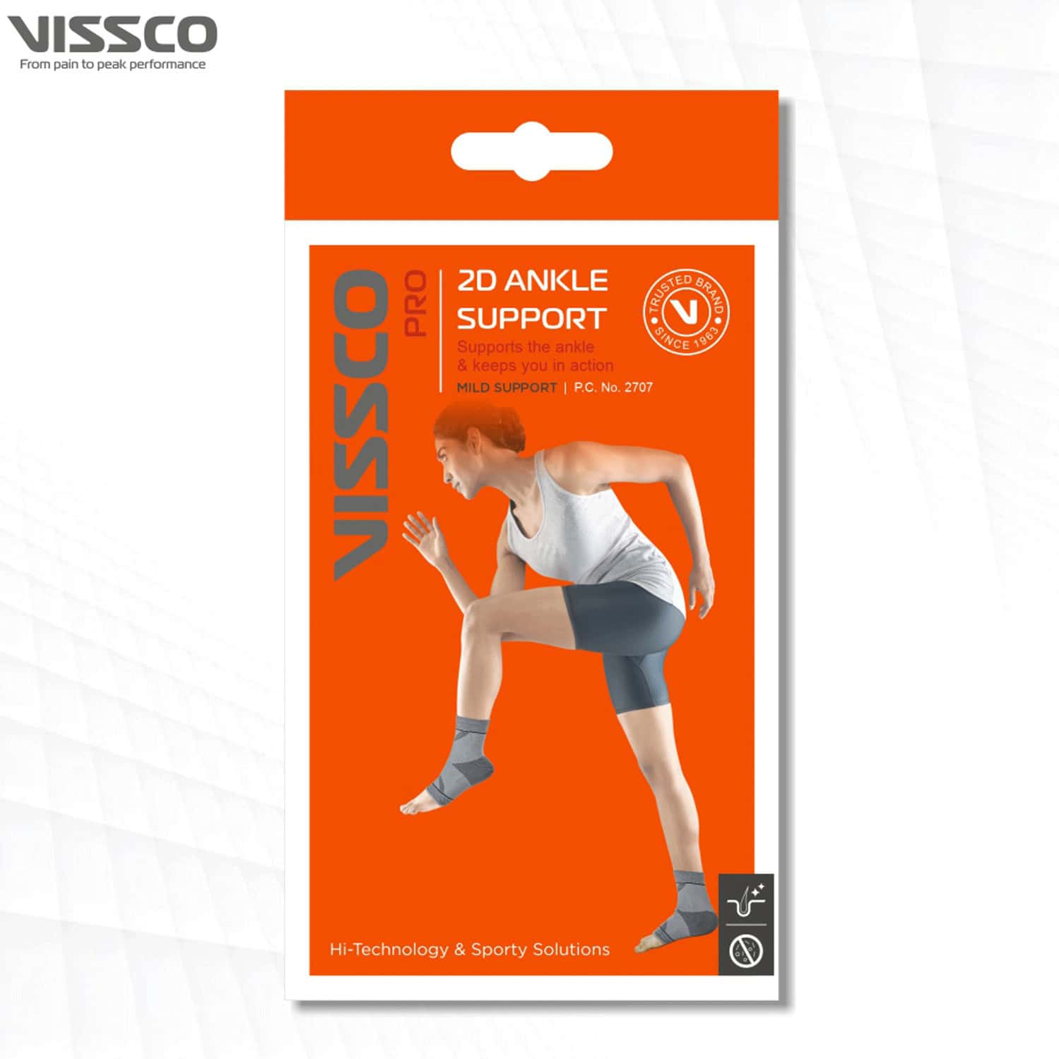 Buy VISSCO 2D ANKLE SUPPORT PAIN RELIEVER FOR STRAINED OR SPRAINED ANKLES LARGE (GREY) Online