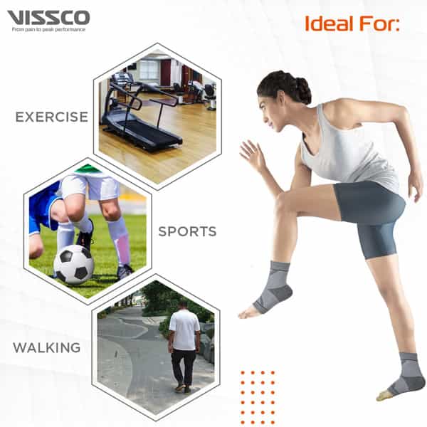 Vissco 2D Ankle Support |Pain Reliever For Strained Or Sprained Ankles - Large (Grey)