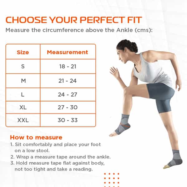Vissco 2D Ankle Support |Pain Reliever For Strained Or Sprained Ankles - Large (Grey)