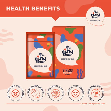 The Tiny Secret Fit Mint Stress Relief Chew Tablets Fruity Flavour ( Pack Of 30 Tablets)
