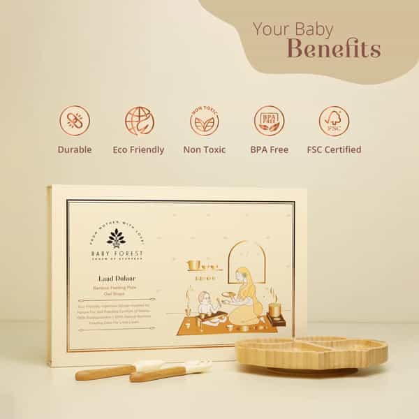 Baby Forest Laad Dulaar Bamboo Feeding Plate | Owl Shape | Toxin & Chemical-Free