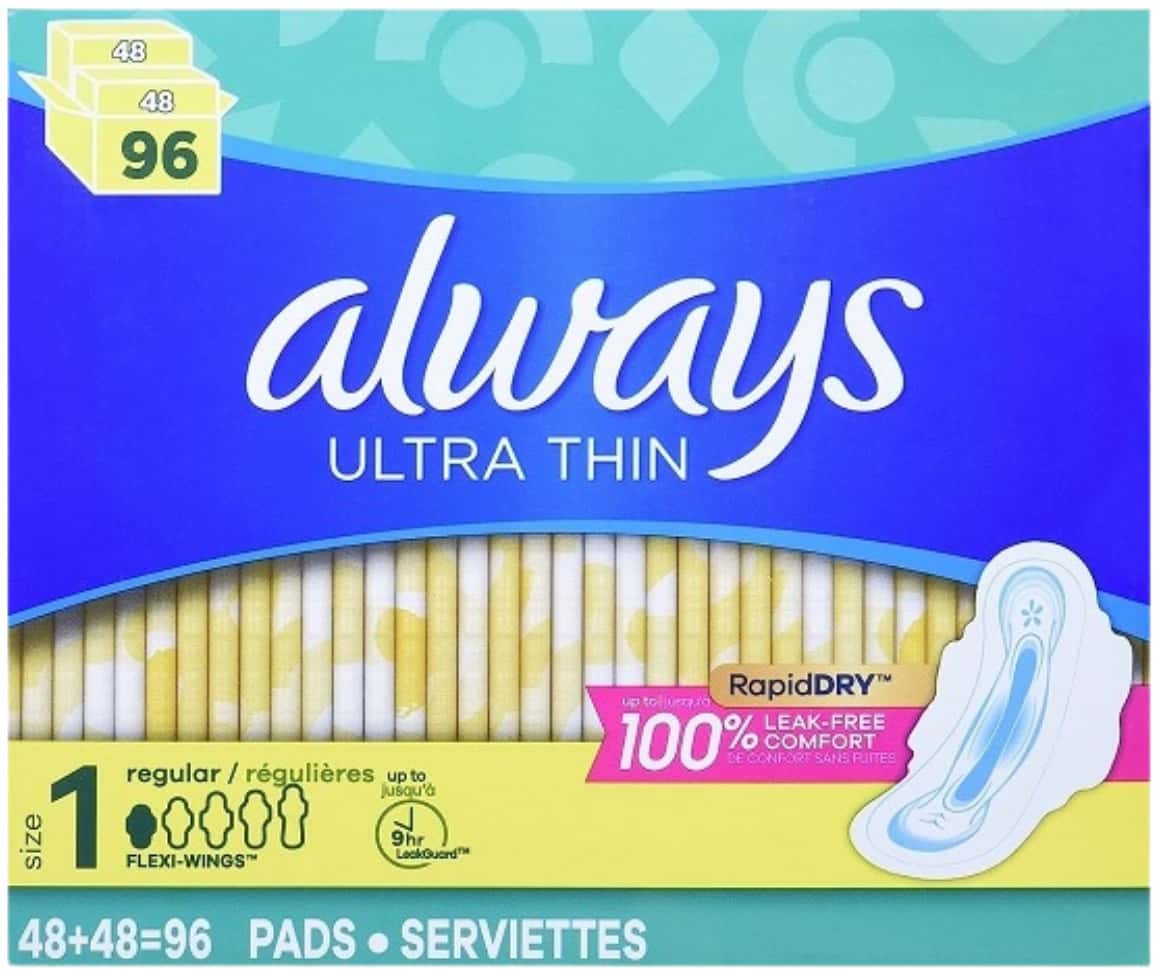 Always Ultra Thin Regular Pads With Wings| Unscented| 96 Count