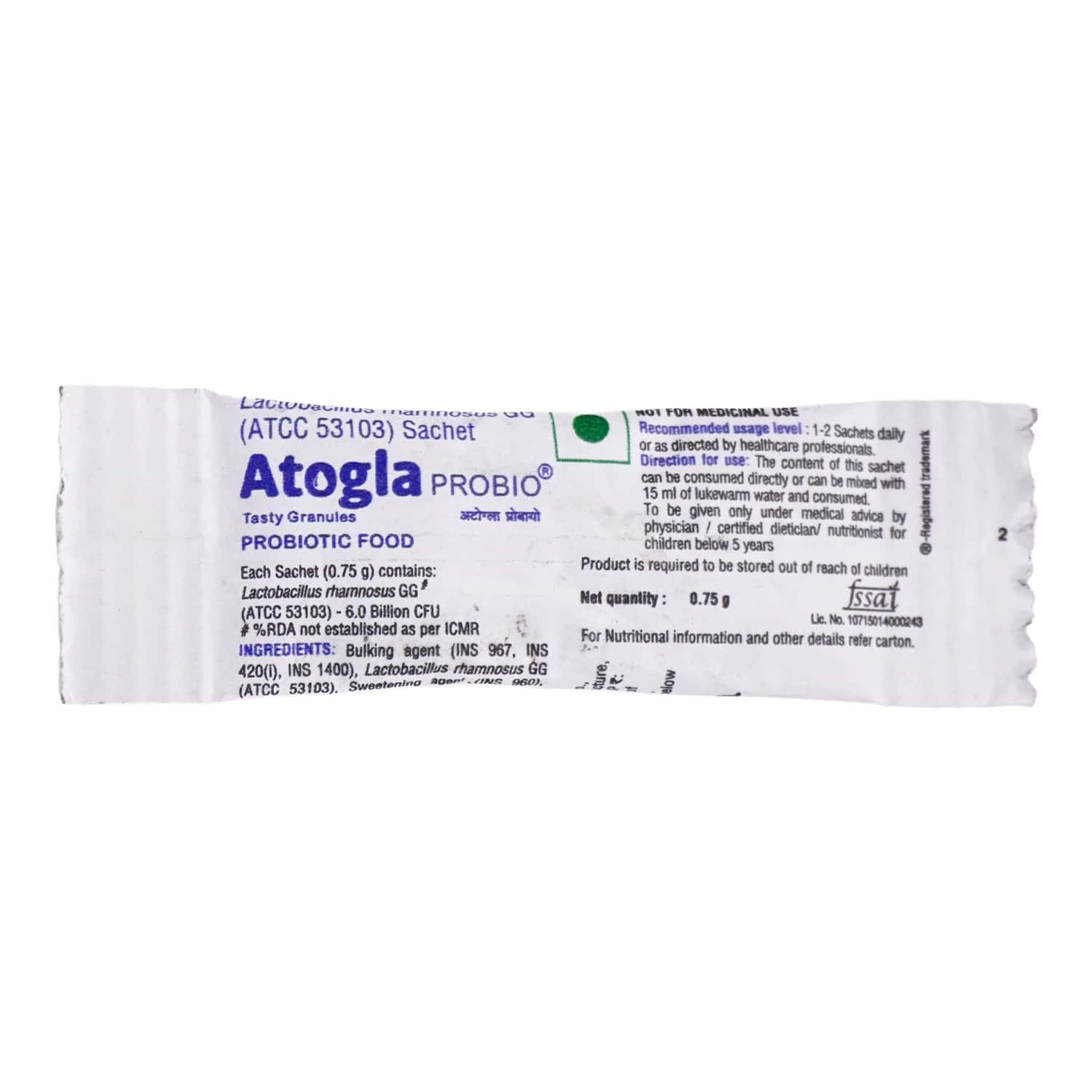 Atogla Probio Vanilla Flavour Sachet Of 0.75gm Granules
