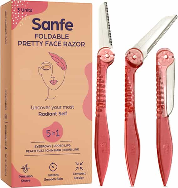 Sanfe Foldable Pretty Face Razor For Pain-Free Facial Hair Removal (3 Units)