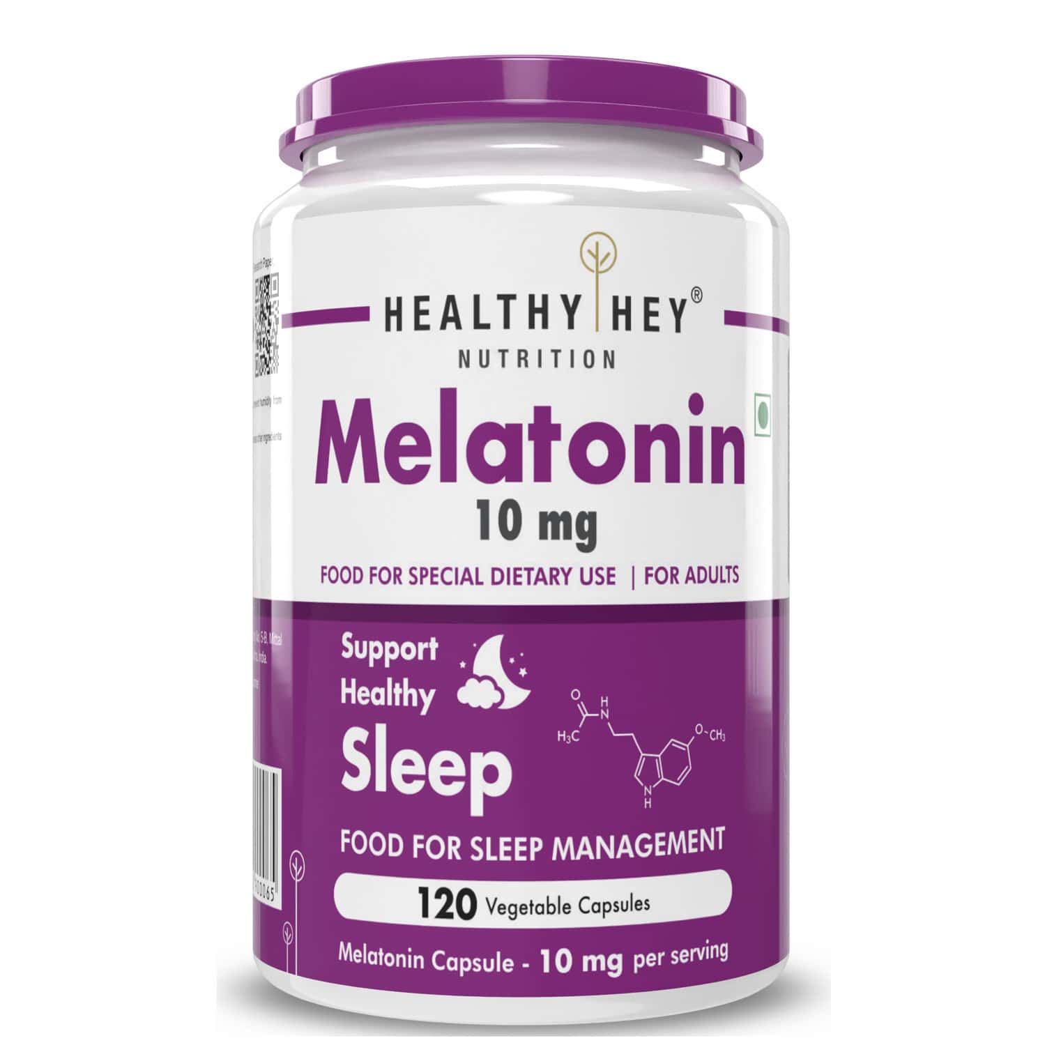 Healthyhey Nutrition Melatonin 10mg 120 Veg. Capsules - Promotes Relaxation