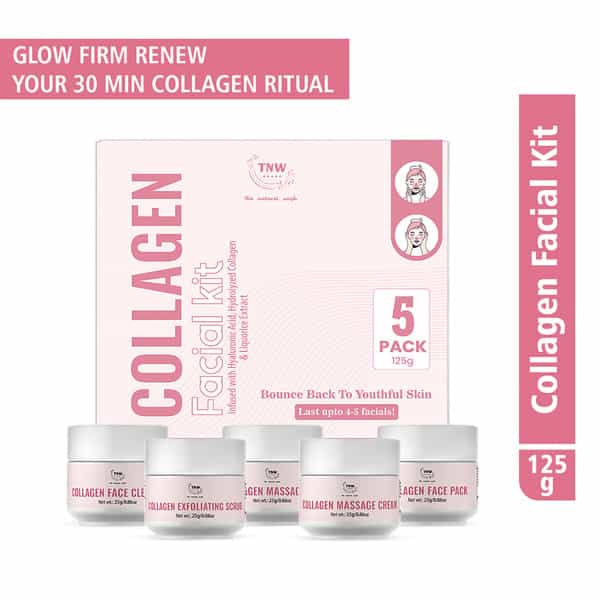Tnw The Natural Wash Collagen Facial Kit 5 Pack | 125G | Hydrating & Youthful Skin Care 5X25 Gm