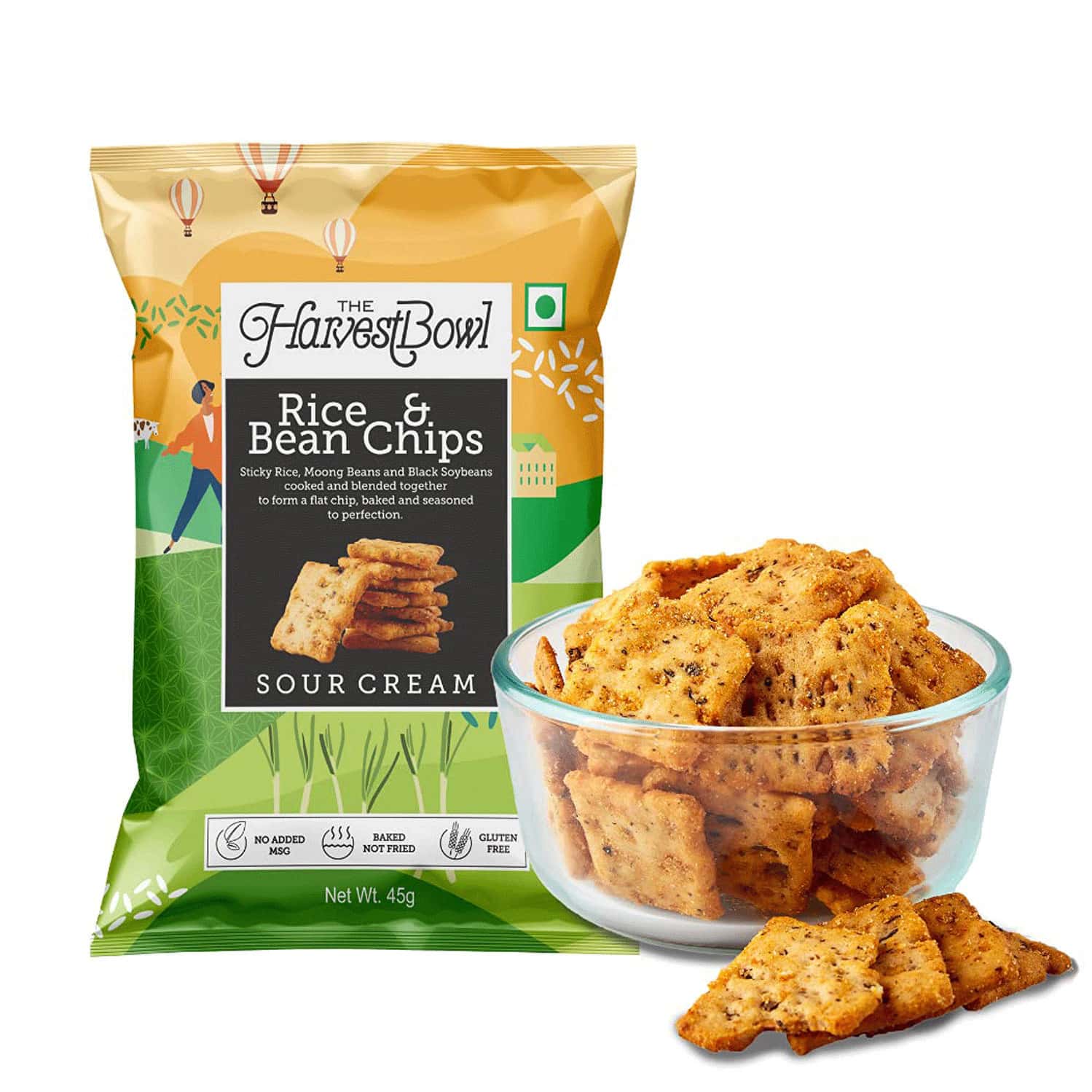 Buy THE HARVEST BOWL RICE AND BEAN CHIPS BAKED CHIPS/SNACKS SOUR